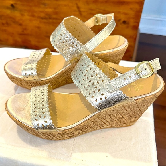 Gold Wedge Sandals - Picture 2 of 4